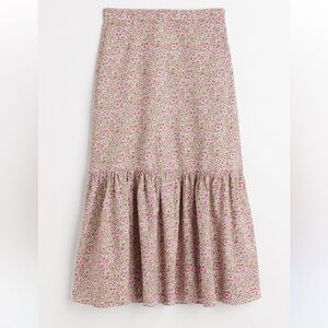 H&M floral A-Line Midi Skirt with Tiered Design